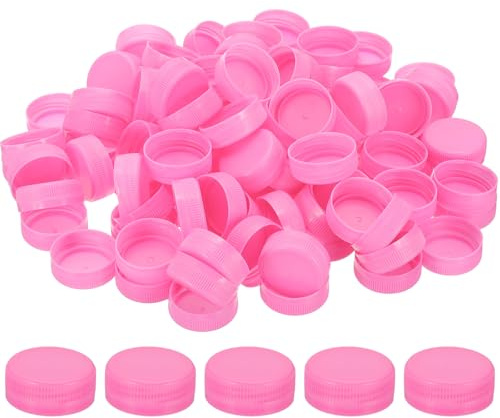 PATIKIL 38mm/1.5 Inner Plastic Bottle Cap, 200Pcs Replacement Screw Bottle Cap Storage Jug Lids for Craft DIY Juice Water Milk, Rose