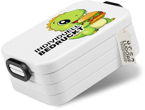 #teamludorf MEPAL Lunchbox midi – Weiß | Personalisierbare Brotdose für 4 Brote (900 ml) | Mit Dichtung & Trenneinsatz | BPA-frei, spülmaschinenfest | Vesperdose für Schule & Büro (WEISS)