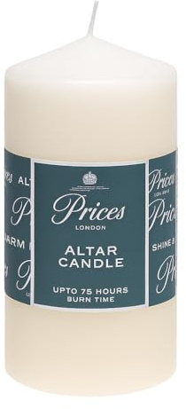 Price's 150mm x 80mm Altar Candle – Premium Wax Candle with Up to 75 Hours Burn Time – Smokeless & Non-Drip, Perfect for Weddings, Church Ceremonies, Home Use, Events & Classic Altar Decoration