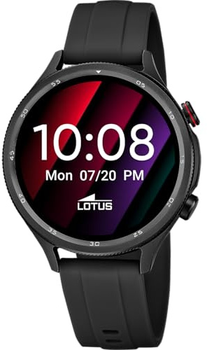 LOTUS Reloj Inteligente Hombre Mujer - Smartwatch Caucho Negro | Resistente al Agua IP65, Voz IA, Música, Cuenta Pasos y Calorías, Teléfono, Monitor Sueño 50205/1 Naya Lite, Smartime 2nd Gen