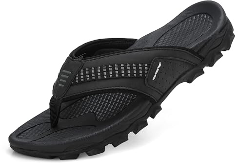 ARRIGO BELLO Infradito Uomo Sportive Sandali Estive Antiscivolo Flip Flops Comode Spiaggia Piscina Ciabatte Supporto Arco Scarpe per All'aperto, Escursioni Taglie 41-46(Nero,42)