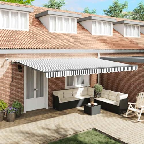 Automatische Gelenkarmmarkise mit LED-Beleuchtung, Windsensor, Anthrazit & Weiß, 500x300 cm, für Terrasse, Balkon, Außenbereich