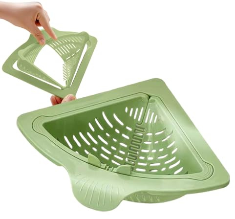 Magnetic Drainage & Filter Basket, Punch-Free Triangular Sink Strainer with Twist-Open Bottom, Automatic Dumping Storage Rack for Kitchen Food Waste, Kitchen Corner Sink Strainer