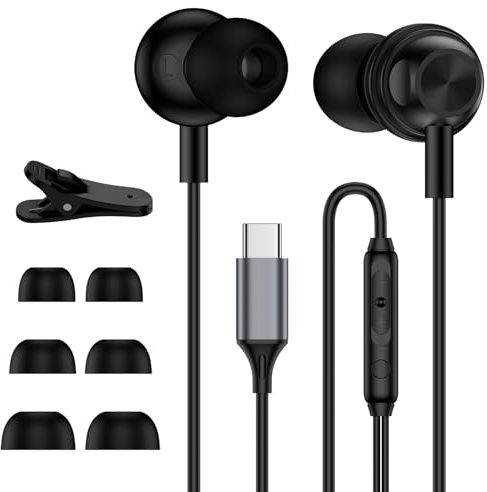 USB C Headphones Wired, Type C Headphones In Ear Earbuds With Microphone Wired Earphones for Samsung Galaxy S26 Ultra S25 S24 S23 S22 S21 S20 FE A57 A17 5g A56 A16 A55 A53, iPhone 17 16 15 Pro, Google