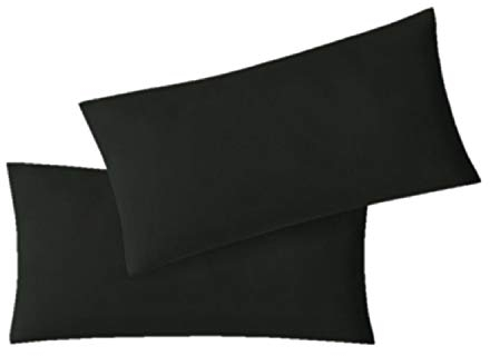 EXKLUSIV HEIMTEXTIL Jersey Kissenbezug Hülle 2 Sparpack Set mit Reißverschluss hochwertige Qualität 40 x 60 cm schwarz