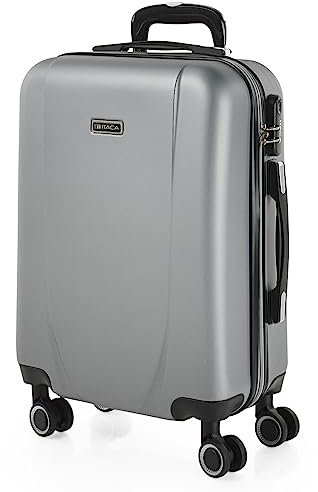 ITACA - Trolley Handgepäck Cabin Trolley Koffer Reisekoffer Hartschalenkoffer mit Zahlenschloss - Kabinengepäckgröße 55x40x20, Silber