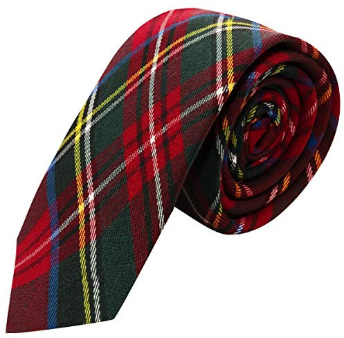 King & Priory Traditional Red Tartan Check Tie, Necktie, Scotland, Highland, Scottish Look, Stewart Tartan