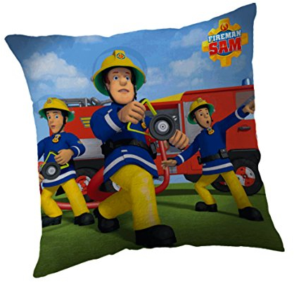 Jerry Fabrics Dekorative Wurfkissen für Kinder, Feuerwehrmann Sam Charakter Kissen, Polyester, Mehrfarbig, 40 x 40 x 5 cm