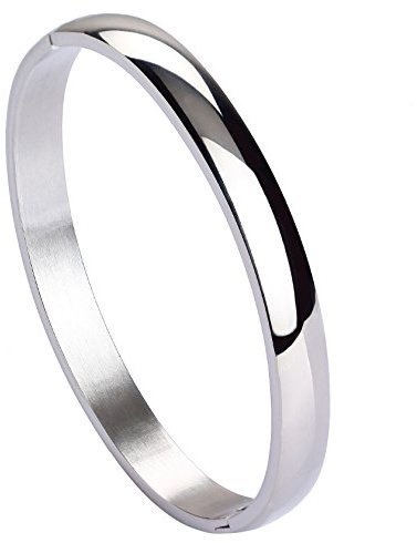MILAKOO Silver Oval Bangle Stainless Steel Bracelte for Women Elegant Minimalist Bracelet 6.7