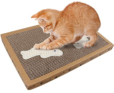 Nobleza - Kratzbrett für Katzen mit Sisal Spiel Kätzchenkratzer Wellpappe mit kostenloser Katzenminze, 38.2 * 24.5 * 4cm