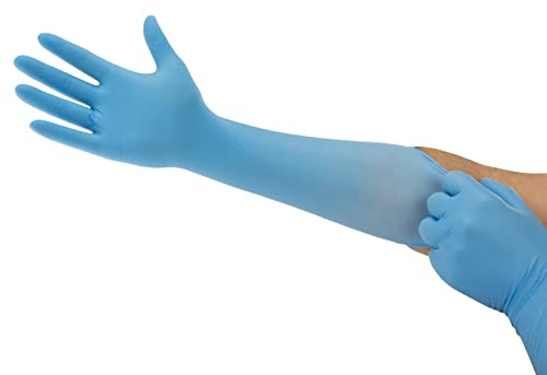 Ansell Microflex 93-243 Guanti in Nitrilen, Polso Extralungo per una Protezione di Industrie Alimentari o Scienze della Vita, Blu, Taglia XS (100 Guanti)