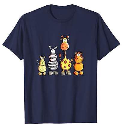 MODARTIS - Lustige Comic Zoo Tiere I Afrika Tiermotiv I Fun Wildtier T-Shirt für Damen & Herren, Schwarz, S