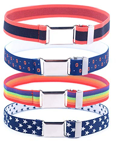 Anshili 4 Stücke Kinder Gürtel Einstellbar Elastisch Stretchgürtel für Jungen und Mädchen (D)