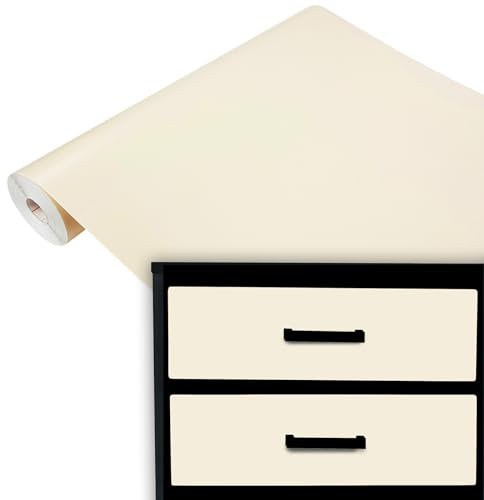 DecoMeister Vinilo Adhesivo Para Muebles Pared Cocina Papel Autoadhesivo Decorativo Para Armario Mesa Lámina Para Bricolaje Decoración del Hogar Película En Rollo 45 x 490 cm Beige Mate