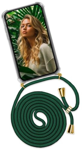 ONEFLOW Handykette für iPhone 12/12 Pro Hülle mit Band, Handyhülle mit Kette abnehmbar, Handyband zum Umhängen, Handy Umhängeband Lange Handykordel, Twist Case – Grün