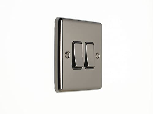 EUROLITE Enhance Black Nickel 2 Gang Double 10 AMP 2 Way Light Switch EN2SW BNB