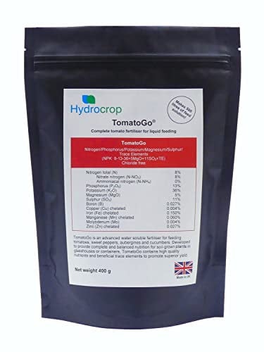 Hydrocrop Water Soluble Tomato Plant Fertiliser Feed High Potash Yield Booster (400g TomatoGo)