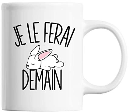 Mug Lapin Blanc Je le ferai demain