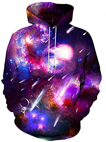 Syaimn Felpa con cappuccio unisex con stampa 3D, Viola-lxk, XX-Large