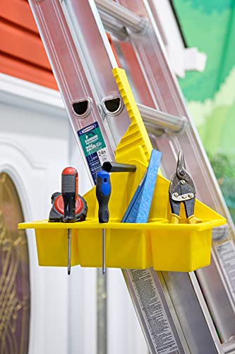 Jokari Universal Ladder Tray. Hold Tools, Nails, Screws, Paint, Brushes and Accessories. Hook 3 Bucket Shelf On Any Rung For Auto Storage Platform. Little Attachment Caddy, Giant Benefits (1, Yellow)