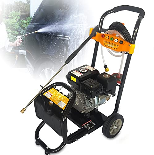 DiLiBee Nettoyeur à haute pression à essence 7,5 ch - 9 L/min - Nettoyeur vapeur - Débrousseuse à essence OHV avec 5 buses