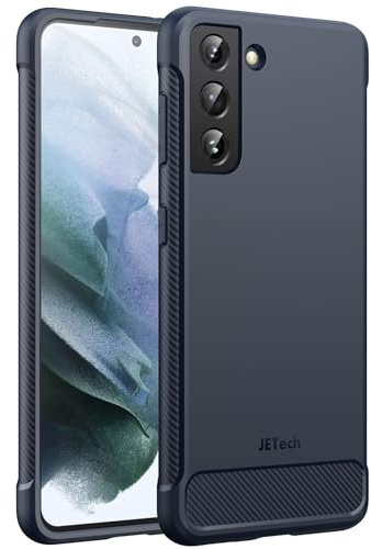 JETech Slim Fit Case Compatible with Samsung Galaxy S21 5G 6.2-Inch, Thin Phone Cover with Shock-Absorption and Carbon Fiber Design (Blue)