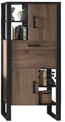 Homeface NORDINA 032 Kleinvitrine Farbe: Schwarz/Braun - Modern -Vitrine - Kleine Schrank - B/H/T: 74,8 x 163,3 x 39,0