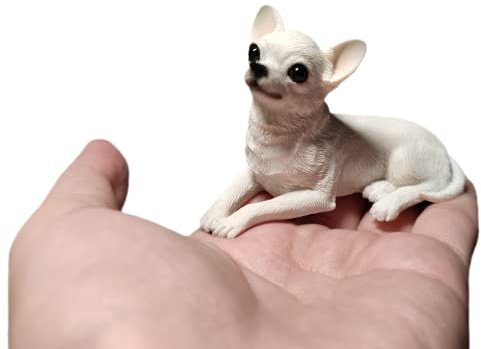 Mini-Chihuahua-Figur, 5,1 cm, aus Kunstharz, Geschenke, Mini-Hunde-Gedenkgeschenke, Hundefiguren, Auto-Dekor, Sammlerstück, Chihuahua-Statue, Skulptur, Geschenke für Chihuahua-Liebhaber (weiß)