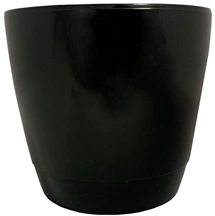 AMOS 14cm Round Indoor Outdoor Flower Plant Pot Black