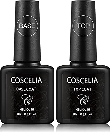 COSCELIA 2×10ml Unterlack & Überlack Set,Base &Top Coat Gel,Nägel Maniküre Kit,Gel Nägel Selber Set,