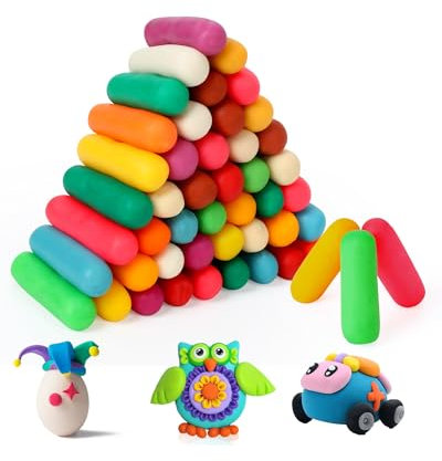 PHILODOGS Knete-Set mit großer Aufbewahrungsbox für Kinder – ungiftige Modelliermasse – 48-teilig