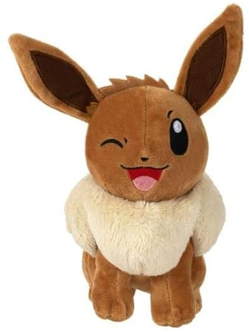 Pokemon 20,3 cm Plüschtier, offizielles Lizenzprodukt, superweich, Kuscheltier für Kinder (Eevee (zwinkern))