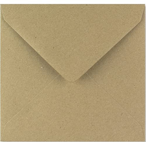 155 x 155 mm quadratische farbige Umschläge für Grußkarten, Hochzeitseinladungen, Basteln, 10 Stück (Kraftpapier), Braun