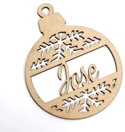 Weihnachtskugeln aus Holz, personalisierbar, mit Namen, Weihnachtsschmuck, Christbaumschmuck (Modell 5)