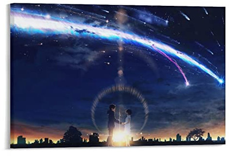 Ninainai Póster de dibujos animados de anime con tu nombre, Kimi No Nawa, póster de pintura para pared, póster para colgar en la familia, 12 x 18 pulgadas (30 x 45 cm)