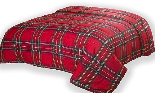 Home Tresor - Piumone Matrimoniale Tartan Trapunta Imbottita Invernale 2 Piazze Coperta Pesante Fantasia Tirolese Scozzese in Microfibra cm 250x250