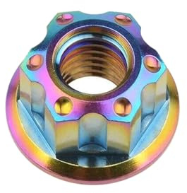 Titan-Sechskant-Flanschmuttern Ti M6 M8 M10 M12 M14 M16 Mutternschrauben Schrauben für Motorrad Fahrrad Fahrradzubehör Fahrradbremse, Regenbogen, M14 1,5mm