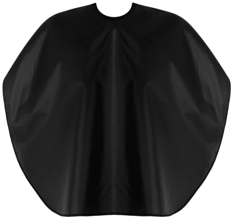 WY LIGHTING LEVEL Professional Short Barber Cape, Waterproof Nylon Salon Hair Dye Cape, Unisex Makeup Apron for Hair Color, Comb-out, Styling, Shampoo and More (Black)