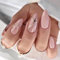 JUSTOTRY 24 Pcs Gold Swirl Amande Faux Ongles Court Motif,Pink French Press on Nails Court,Glossy Oval Faux Ongle avec Colle Pour Femme et Ado,Moyen Faux Ongles à Coller Nail Art