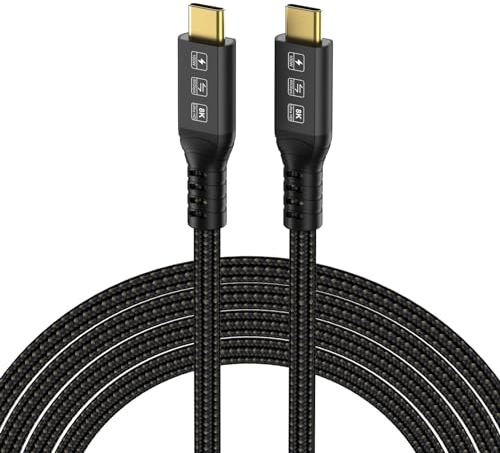 PfirstDa Thunderbolt 4 Cable 40Gbps 100W, Soporta 8K@60Hz/4K@120Hz Video, Compatible con Thunderbolt 3/USB4 Para Portátiles, MacBooks, Mac Studio Displays Et al (0.5M)