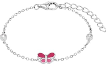 Prinzessin Lillifee Armband 925 Sterling Silber Mädchen Kinder Armschmuck, mit Zirkonia synth., 12+3 cm, Silber, Schmetterling, Kommt in Schmuck Geschenk Box, 2037949