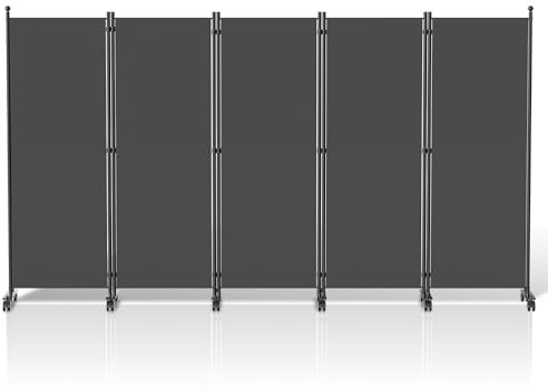 Hebitod Freistehend Paravent Faltbar 284x181cm, Raumteiler Datenschutz,sichtschutz Trennwand 5 Teilig,spanische Wand,blickdichter Paravent für Indoor - Anthrazit