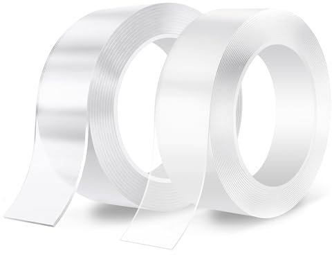SANLI TAPE Doppelseitiges Klebeband Extra Stark Nano Klebebänder Transparent Ablösbar Klebestreifen Spurloses Wiederverwendbares Klebeband für Teppich, Fotorahmen, Küche (1mmx3cmx6m & 2mmx3cmx3m)