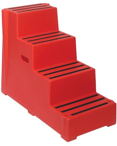 4 Tread Heavy Duty Red Plastic Moulded Safety Block Steps