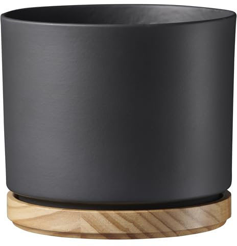 Soendgen Oslo, Blumentopf aus Keramik, Farbe: Anthrazit Matt, 22,1 cm Durchmesser, 20 cm hoch, 6,5 l Vol.