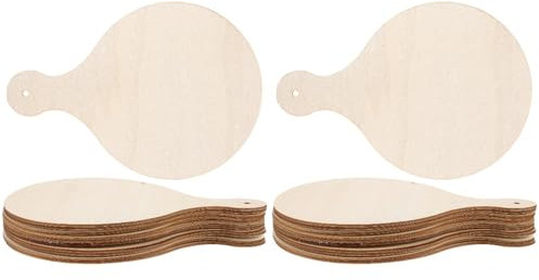 Amosfun 20 Pz Piatto rotondo in legno tagliere tortiere rotonde mini arredamento vassoio quadrato vassoio rotondo tavola con manico taglieri fai da te pannelli di pittura in legno Di legno