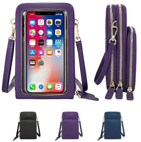 MdaZeal Crossbody Phone Bag for Women, Touch Screen Crossbody Phone Purse PU Leather Ladies Cross Body Handbags Small Shoulder Bags with Card Slots