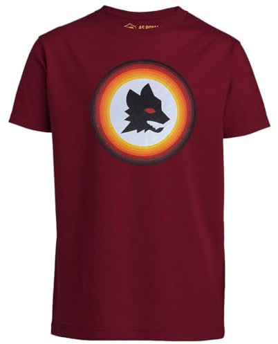 AS Roma T-Shirt Lupetto Stampato, Ragazzi, Rossa, 3-4 Anni