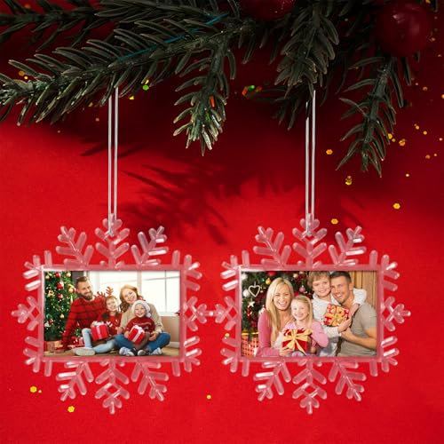 Personalisierte Weihnachtskugeln mit Foto, Christbaumkugel Personalisiert mit Beidseitigem Foto, Weihnachtskugeln Selbst Gestalten, Weihnachtsschmuck Geschenk für Familie und Freund - Snowflake