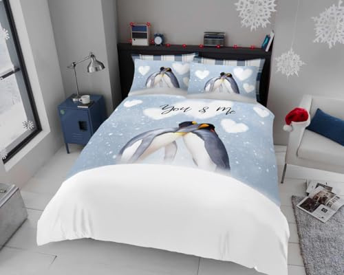 GC GAVENO CAVAILIA Xmas Duvet Cover Set - Christmas Bedding & Linen Set - Santa Quilt Cover Bed Set - Breathable Soft Comforter Cover Single (135x200 cm) With Pillowcase - Xmas Gift